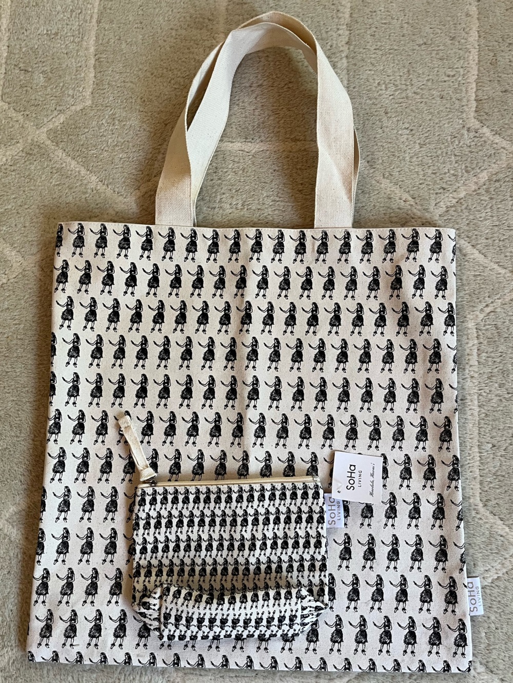 SoHa Hula Girl Tote & Toiletry Bags